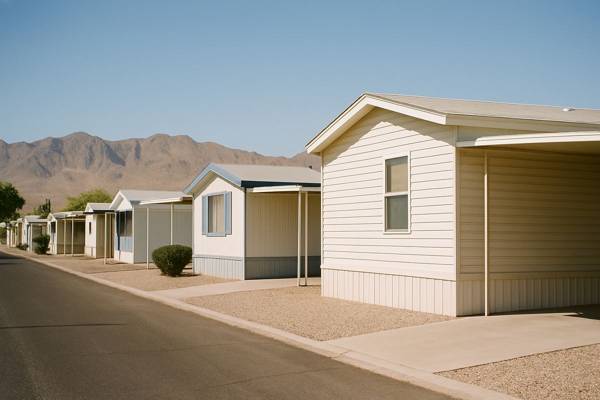 Lane of manufactured homes in a North Las Vegas community