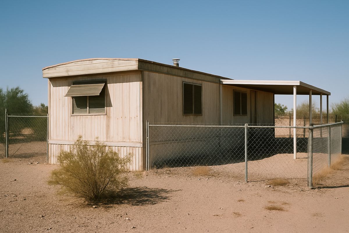 Single-wide mobile home on a fenced lot in Sunrise Manor