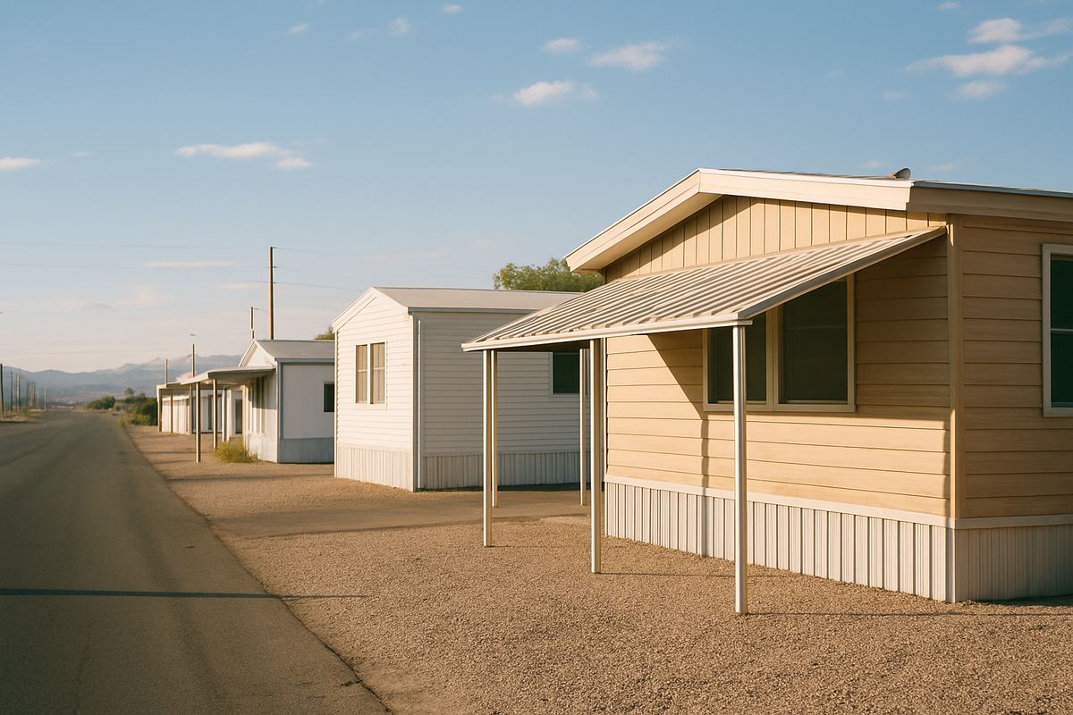 Older manufactured homes in a park near Boulder Highway