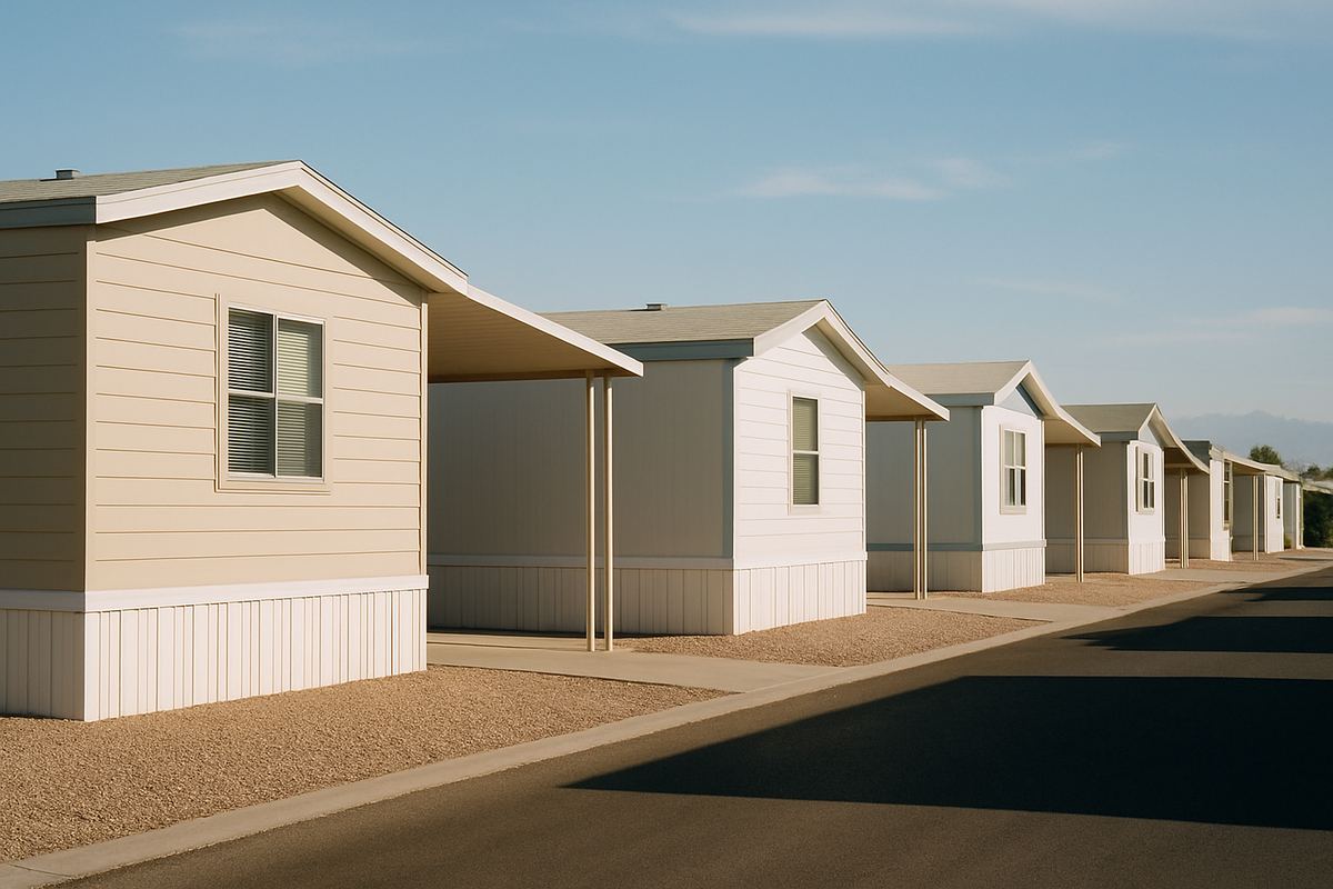 Single-wide manufactured homes with carports in a Las Vegas mobile home park
