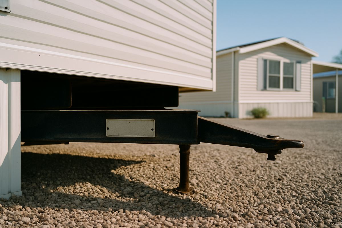 Steel frame of a manufactured home where the serial number is stamped